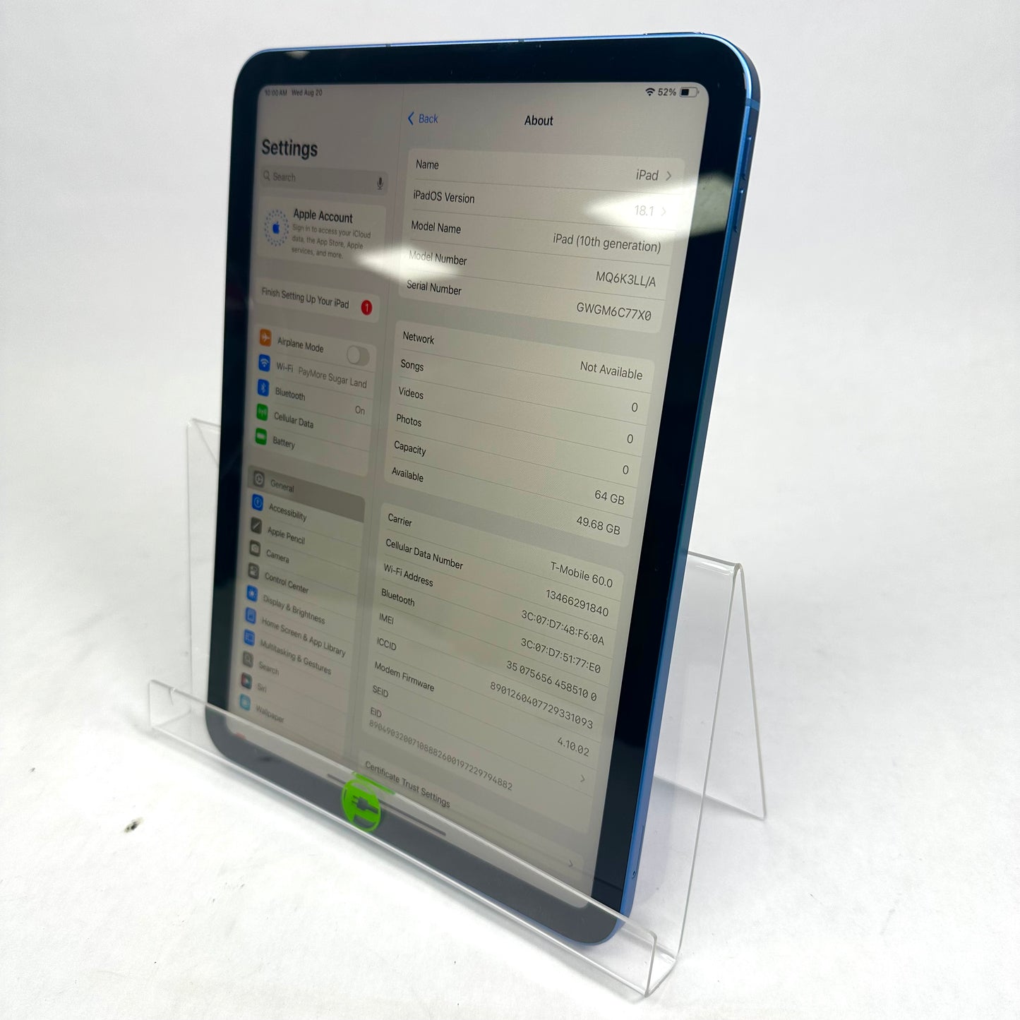Unlocked Apple iPad 10th Gen 64GB