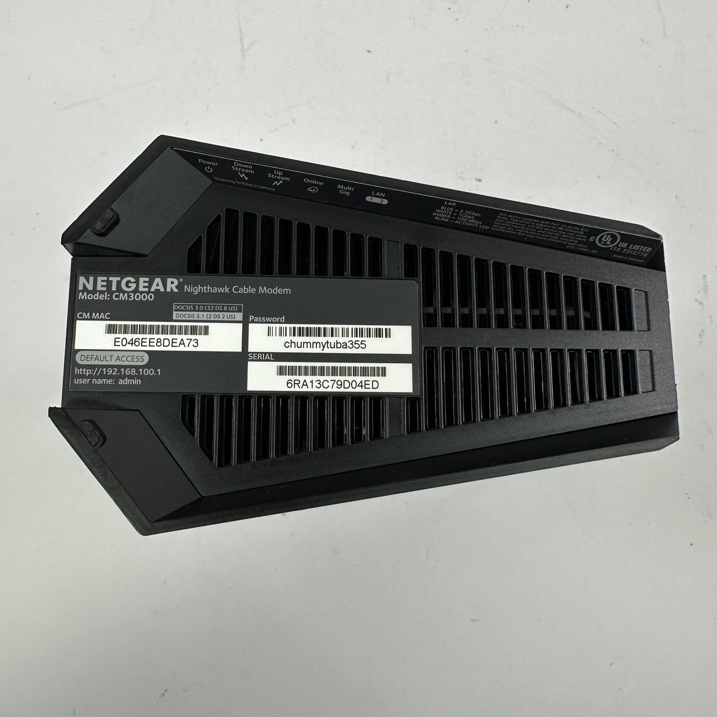 NETGEAR Nighthawk No Wifi CM3000 Cable Modem