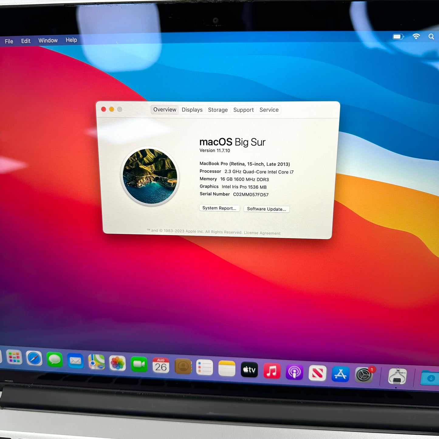2013 Apple MacBook Pro 15" i7 16GB RAM 512GB SSD