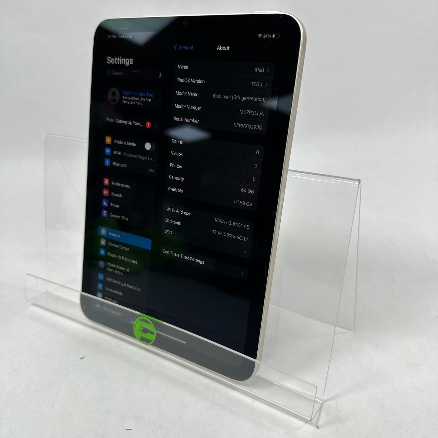 WiFi Only Apple iPad 6th Gen 64GB STARLIGHT