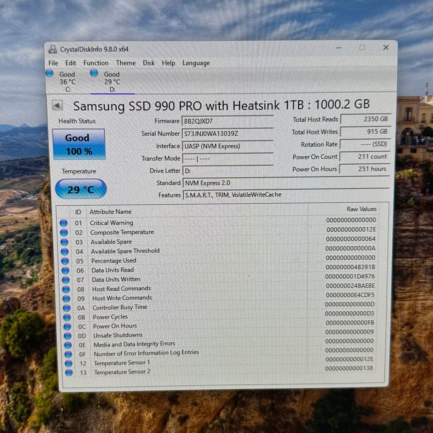 Samsung 2280mm 990 PRO with Heatsink 1TB M.2 NVMe Gen 4.0 x 4 SSD MZ-V9P1T0