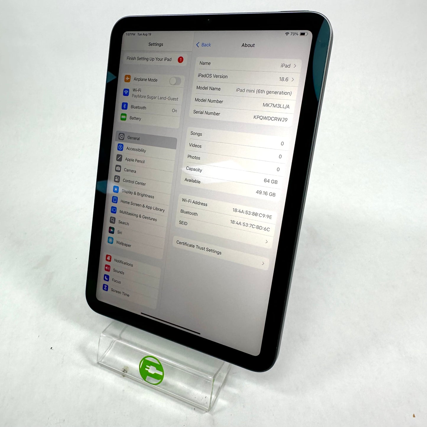 WiFi Only Apple iPad Mini 6th Gen 64GB