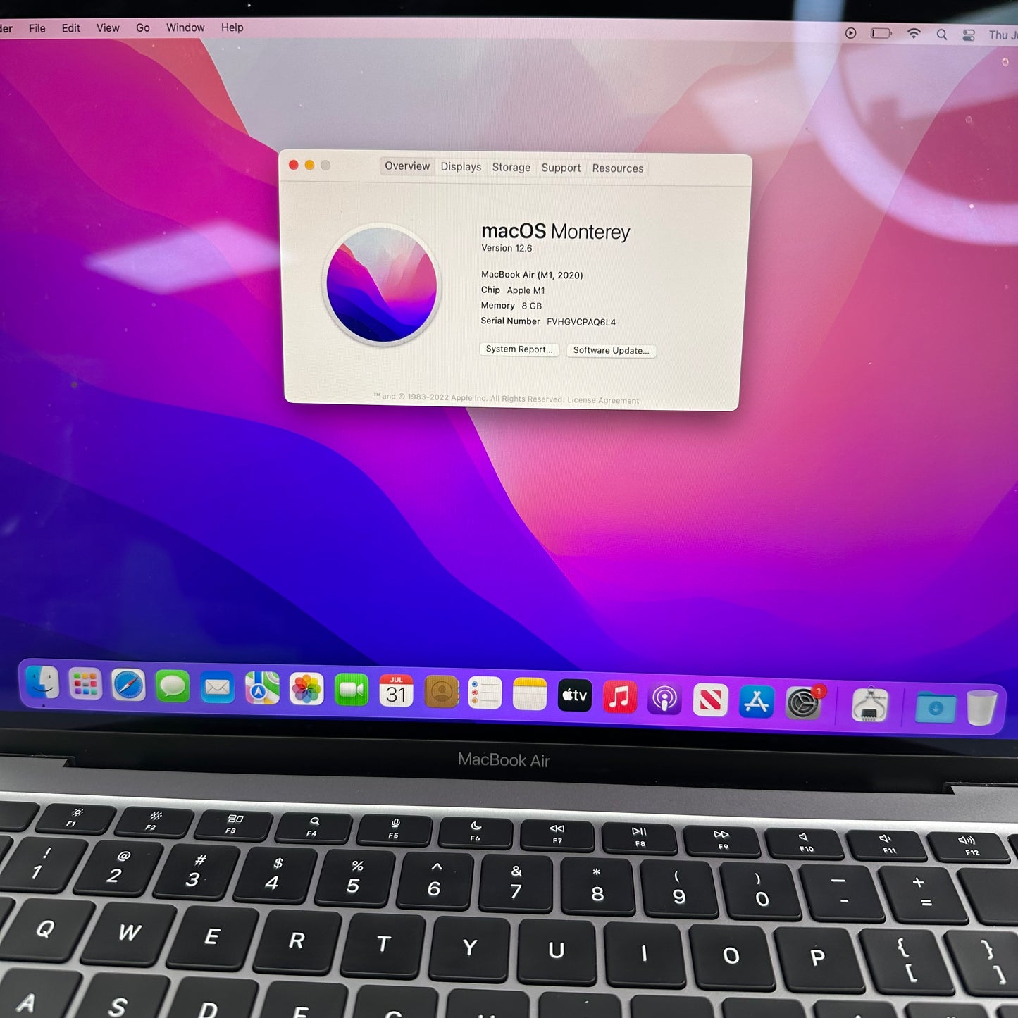 2020 Apple MacBook 13.3" M1 256GB SSD