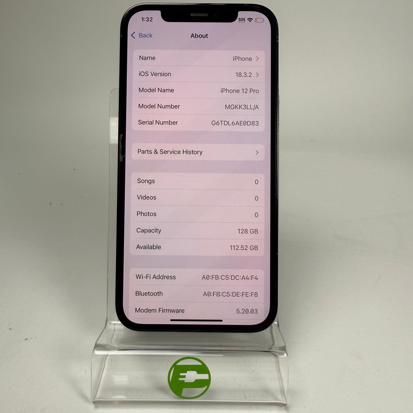 Unlocked Apple iPhone 12 Pro 128GB 18.3.2 Blue MGKK3LL/A BAD BATT