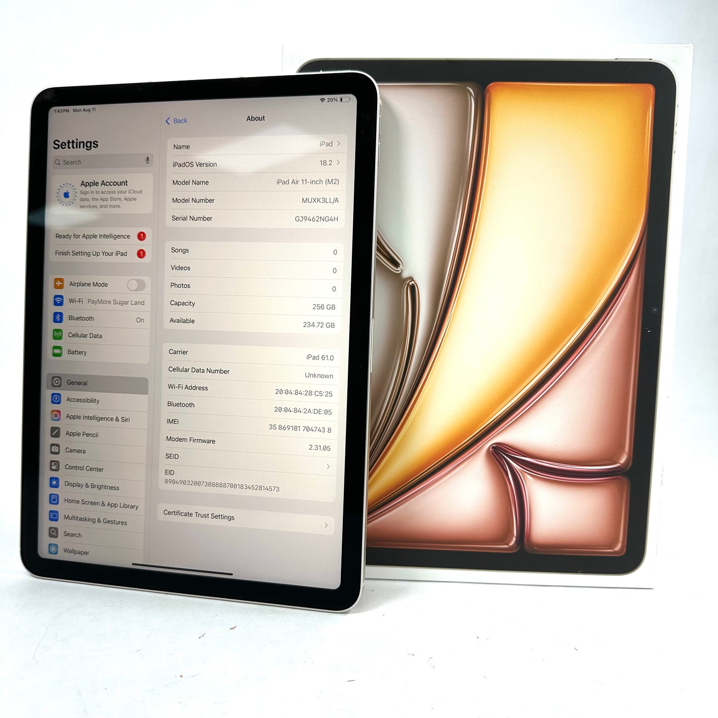 WiFi Only Apple iPad Air 11" M2 256GB
