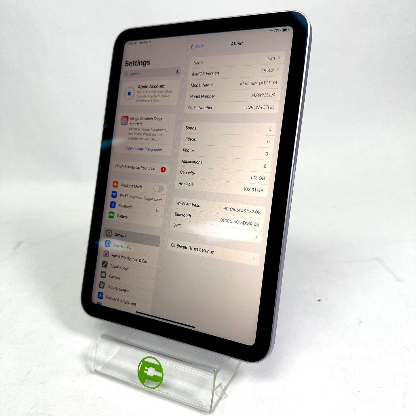 WiFi Only Apple iPad mini (A17 Pro) 128GB
