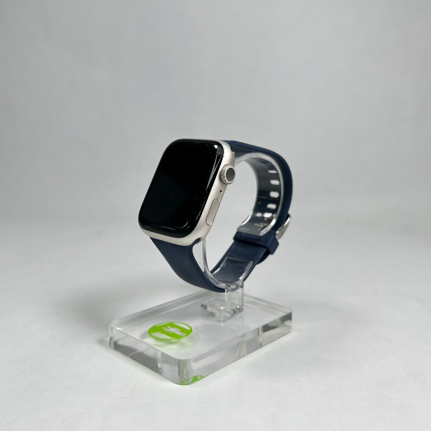GPS Only Apple Watch Series 7 45MM Silver Aluminum Blue Sport Band A2474