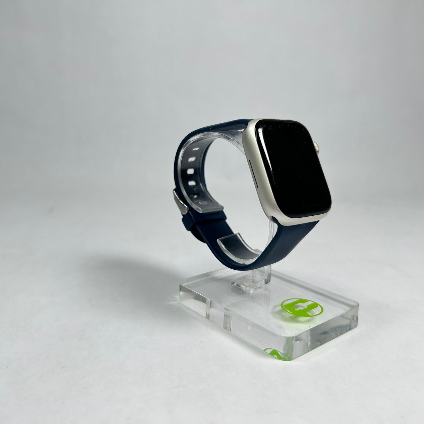 GPS Only Apple Watch Series 7 45MM Silver Aluminum Blue Sport Band A2474