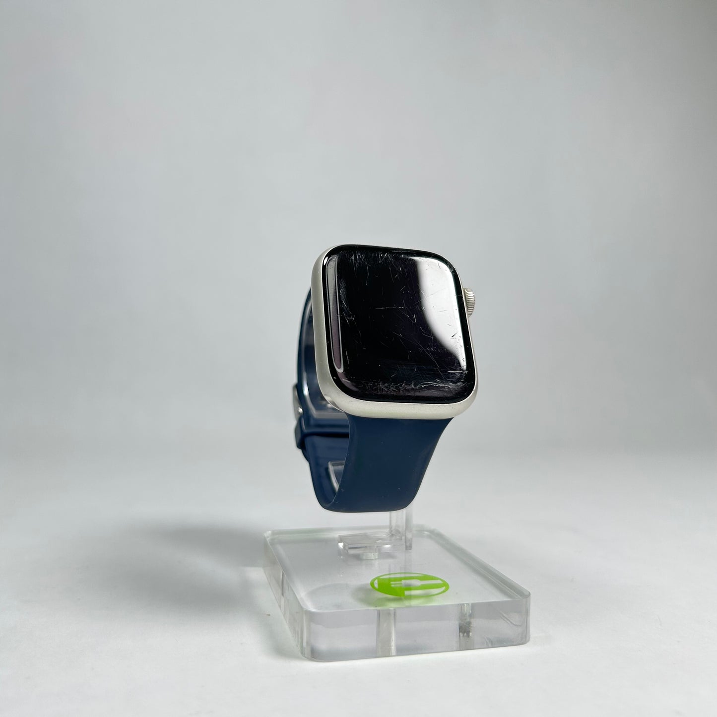 GPS Only Apple Watch Series 7 45MM Silver Aluminum Blue Sport Band A2474