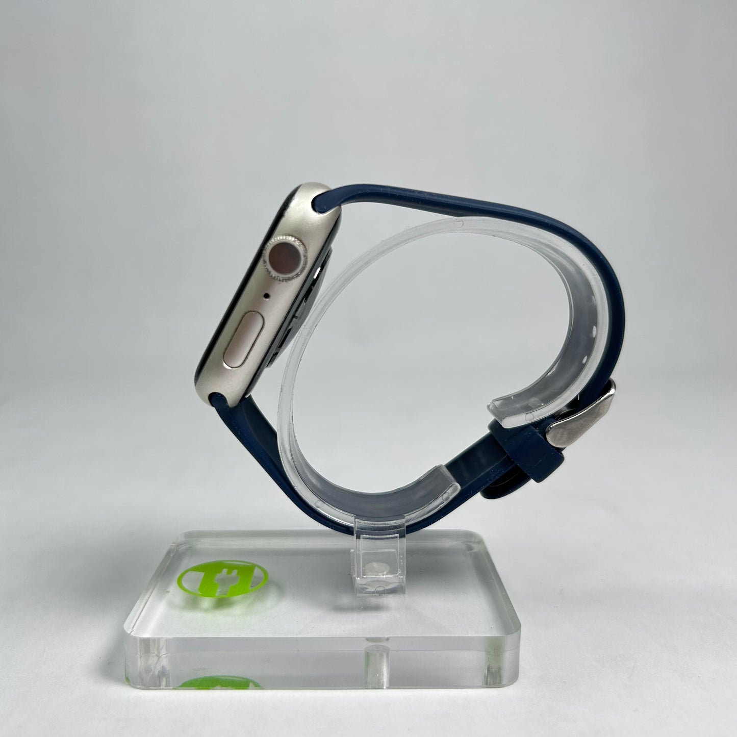 GPS Only Apple Watch Series 7 45MM Silver Aluminum Blue Sport Band A2474