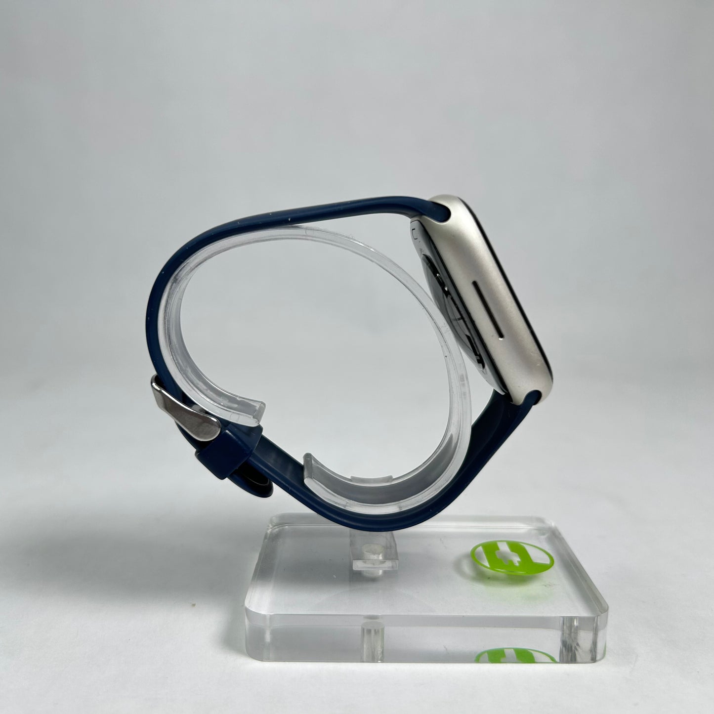 GPS Only Apple Watch Series 7 45MM Silver Aluminum Blue Sport Band A2474