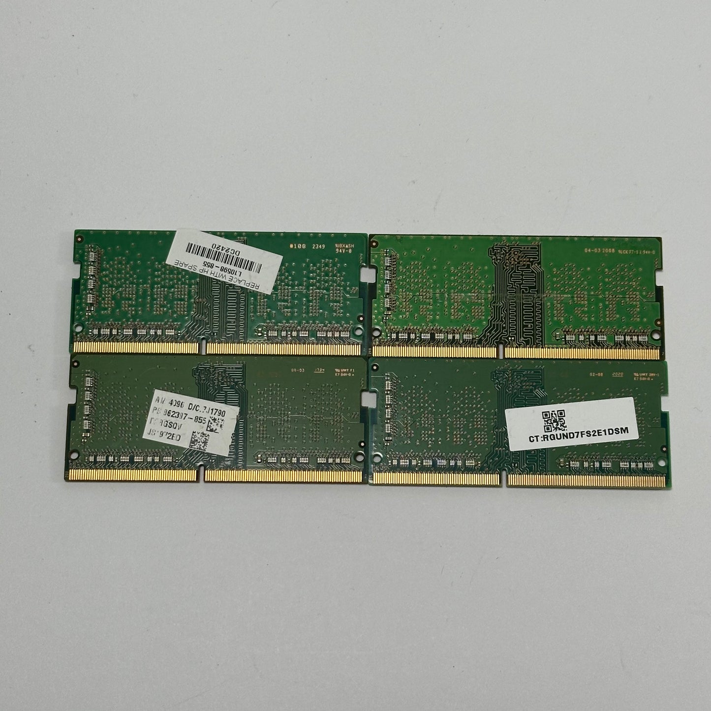 Lot of 4 Samsung PC4 DDR4 16GB (4x4GB) SODIMM RAM