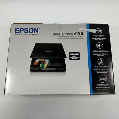 New Epson Perfection V19 II Flatbed Photo Scanner Black B11B267201