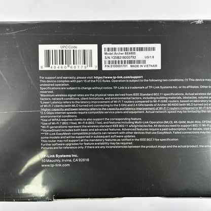 TP-Link Archer BE4600 Wi-Fi 7 Router New