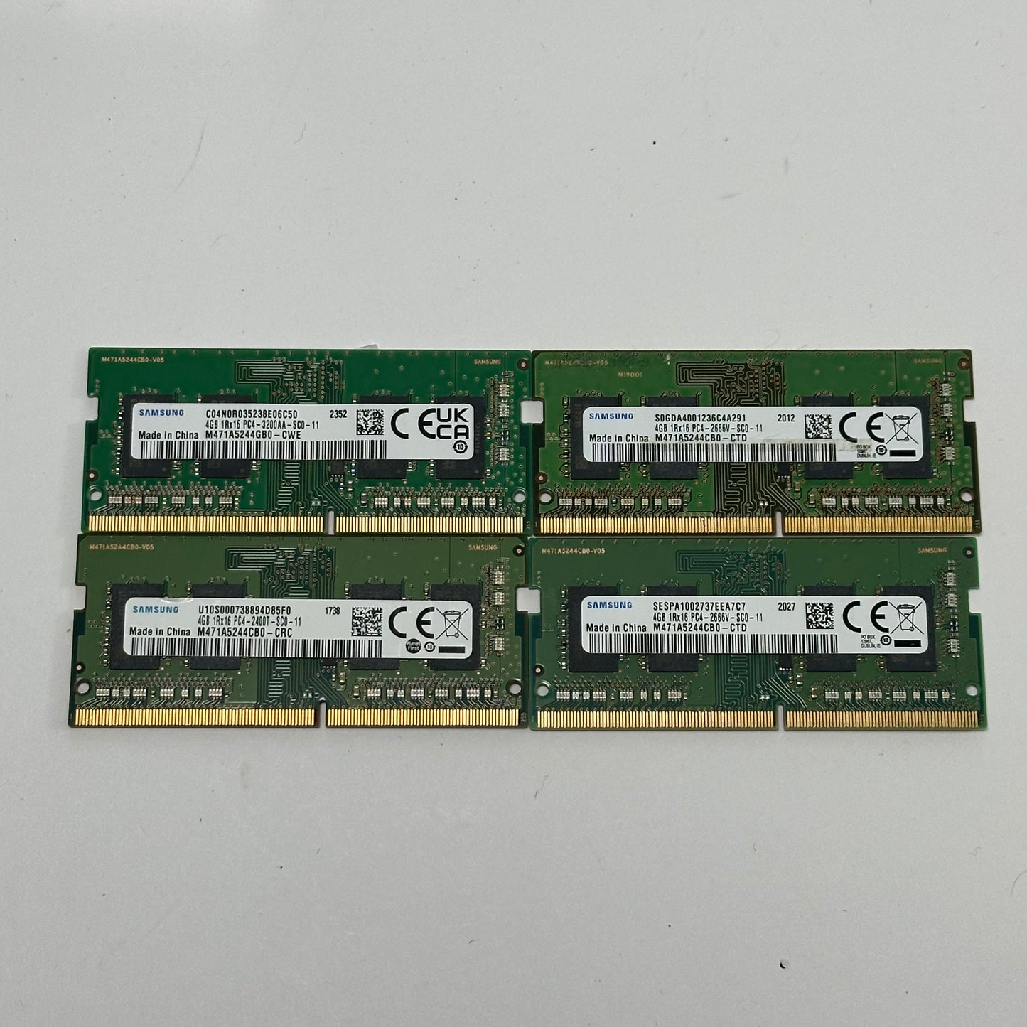 Lot of 4 Samsung PC4 DDR4 16GB (4x4GB) SODIMM RAM