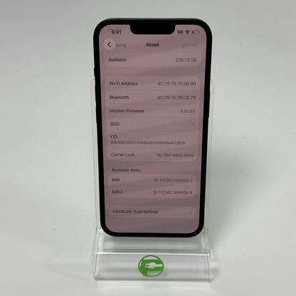 Factory Unlocked Apple iPhone 13 256GB Midnight ML9E3LL/A