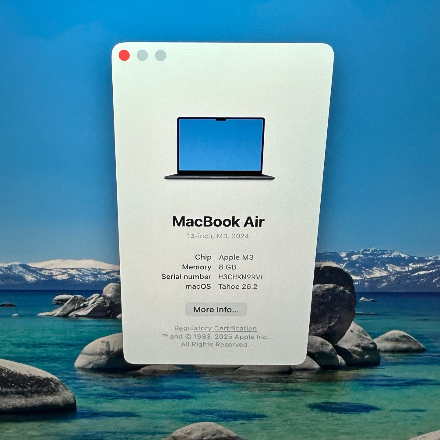 2024 Apple MacBook Air 13.6" M3 8C GPU 4.0GHz 8GB RAM 256GB SSD A3113