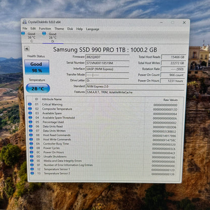Samsung 2280mm V-NAND 990 PRO 1TB M.2 SSD MZ-V9P1T0