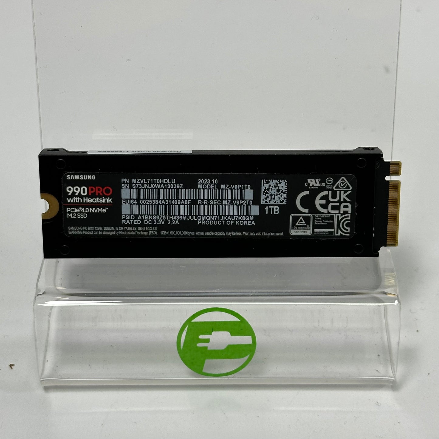 Samsung 2280mm 990 PRO with Heatsink 1TB M.2 NVMe Gen 4.0 x 4 SSD MZ-V9P1T0