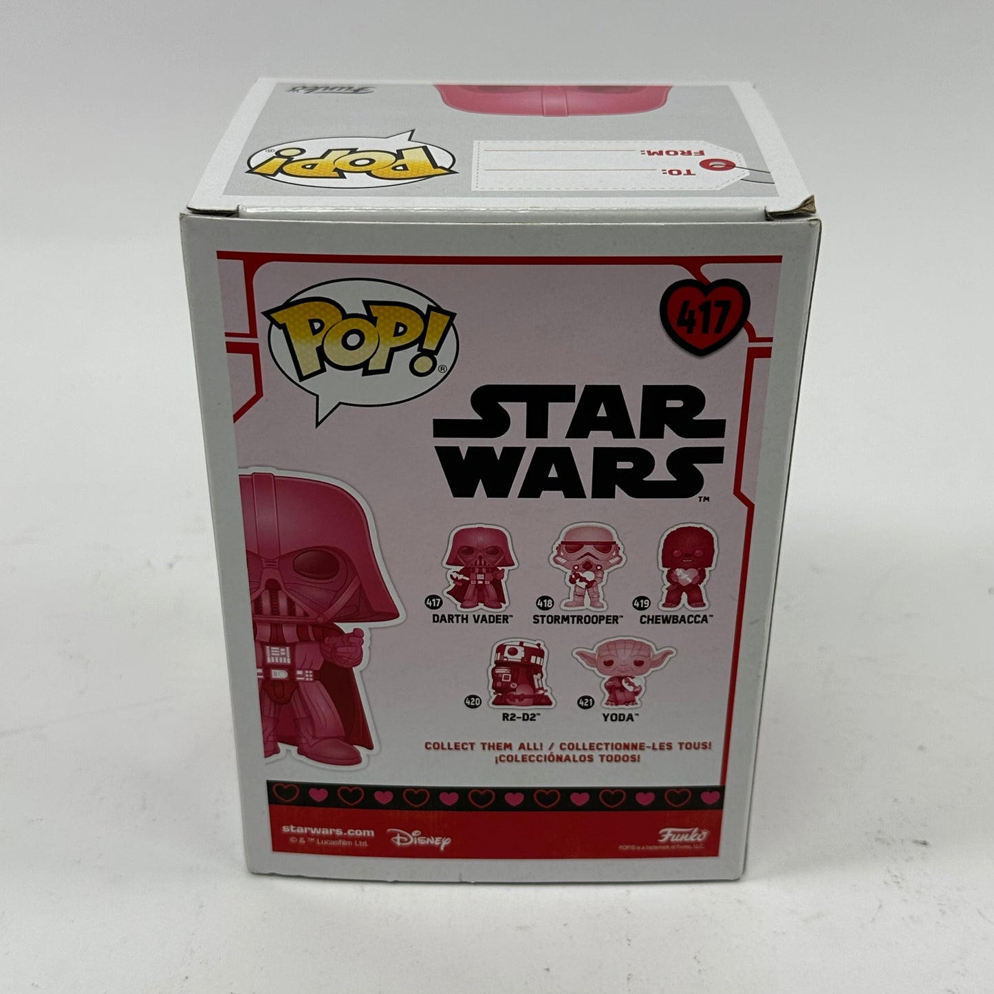 New Funko Pop Star Wars Darth Vader Valentines Day Pink Bobble-Head #417