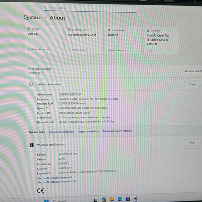 Dell OptiPlex 5070 Micro D10U Core i5-8500T 2.10GHz 8GB RAM 256GB SSD