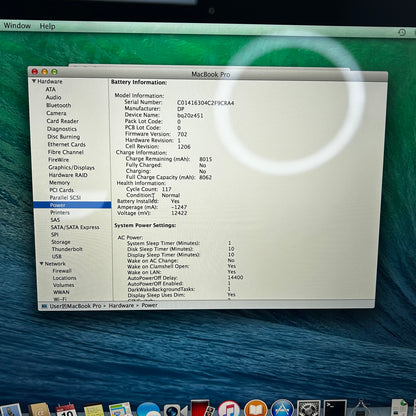 2013 Apple MacBook Pro Retina 15" i7 2.0GHz 8GB RAM 256GB SSD