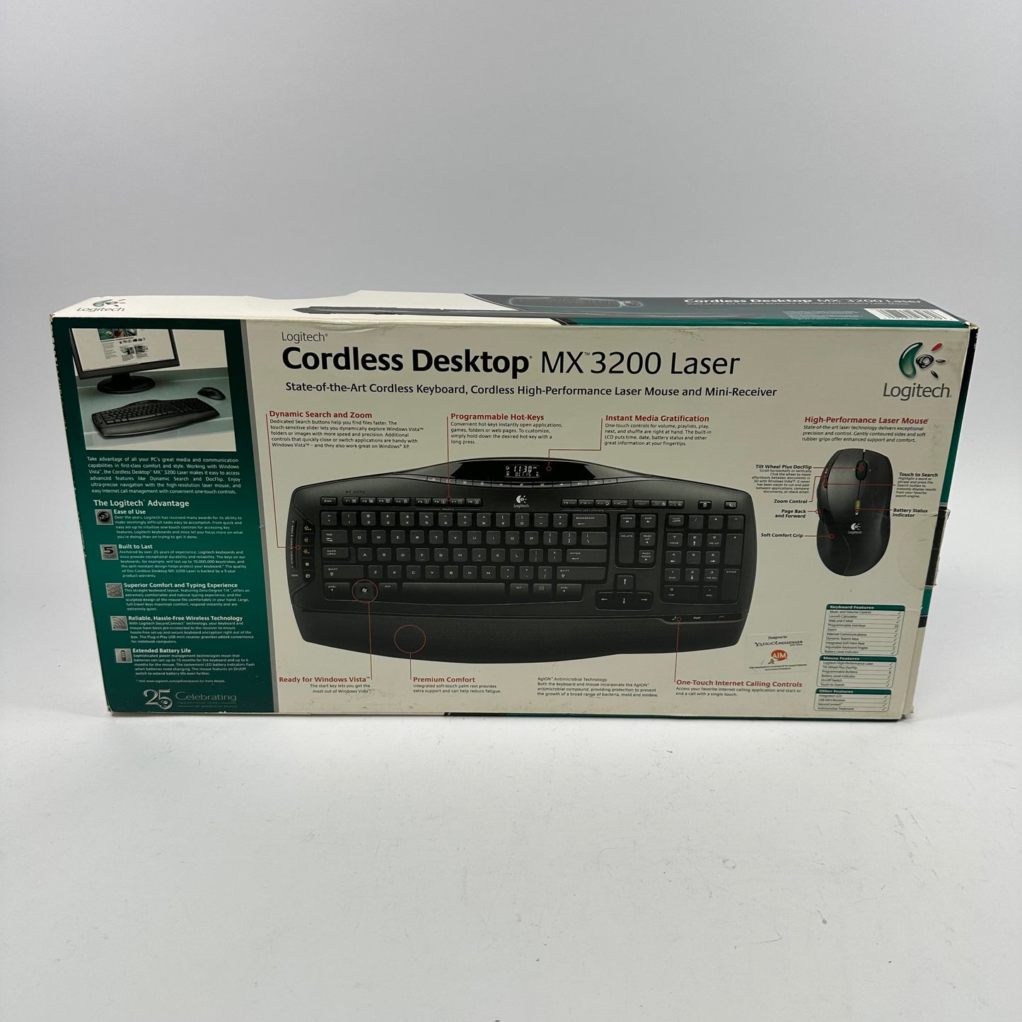Logitech Cordless Desktop MX3200 Laser 967688-0403 Wireless Keyboard Mouse Combo