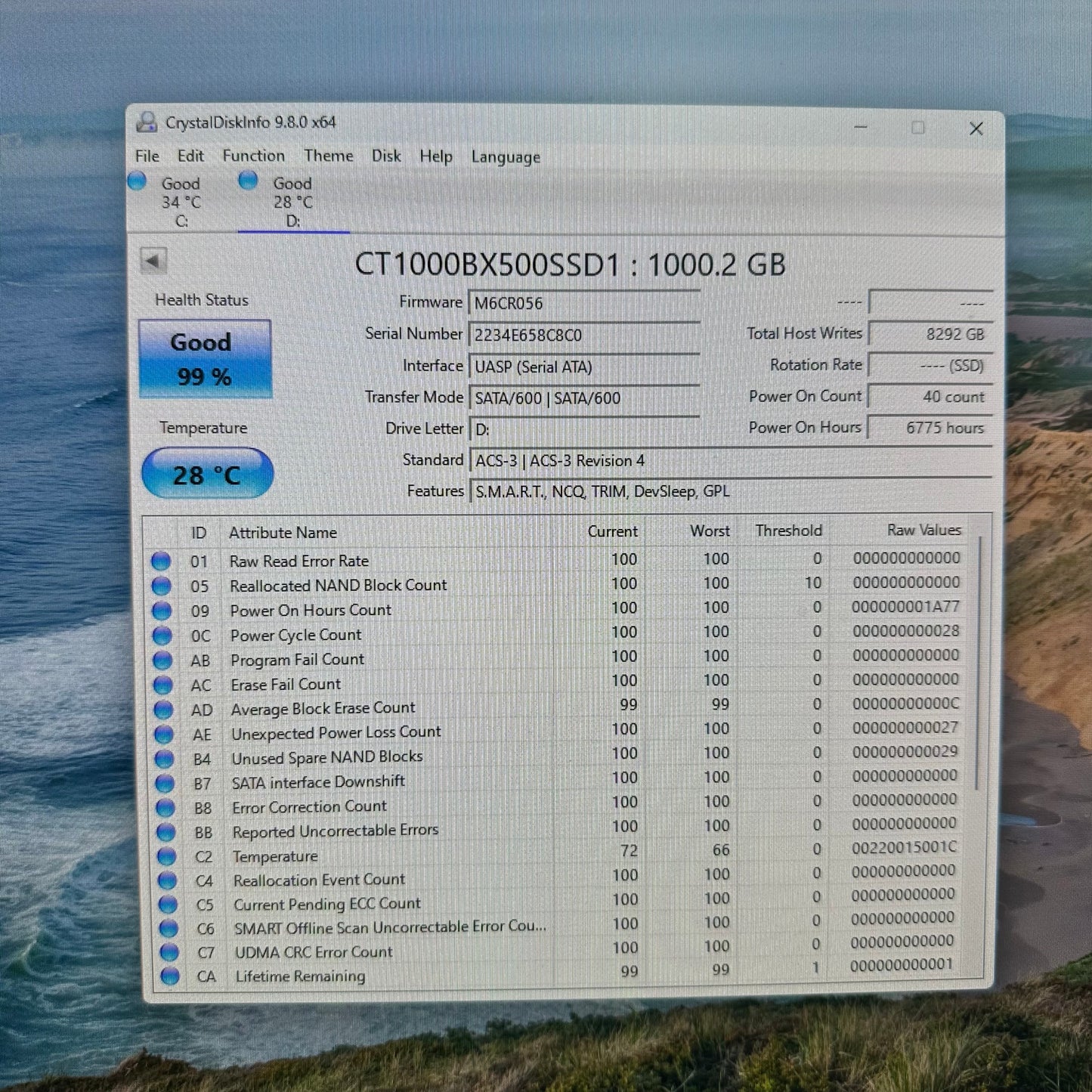 Crucial 2.5" BX500 1TB SATA III 6Gbps SSD CT1000BX500SSD1