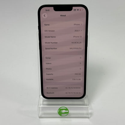 Factory Unlocked Apple iPhone 13 256GB Midnight ML9E3LL/A