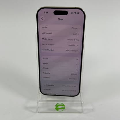 Factory Unlocked Apple iPhone 16 Pro 256GB Desert Titanium MYMJ3LL/A