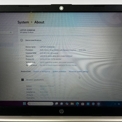 HP Laptop 15-ef1072wm 15.6" Athlon Silver 3050U 2.3GHz 4GB RAM 128GB SSD