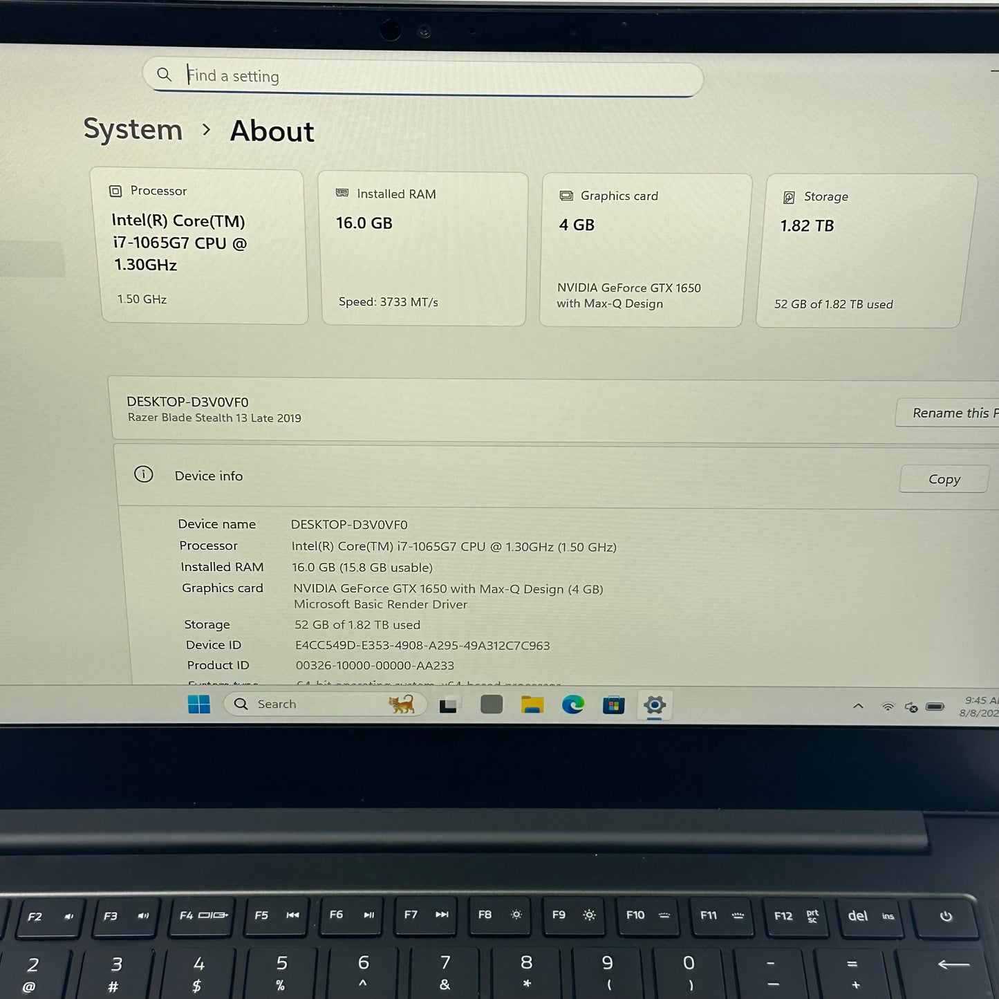 Razer Blade Stealth 13 RZ09-0310 13.3" i7-1065G7 16GB RAM 2TB SSD GTX 1650