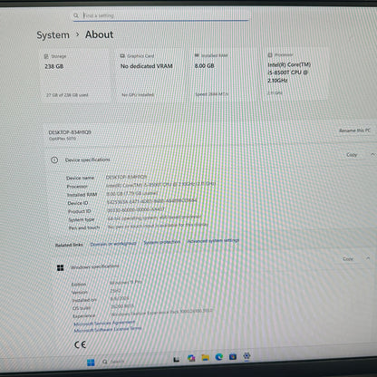 Dell OptiPlex 5070 Micro D10U Core i5-8500T 2.10GHz 8GB RAM 256GB SSD