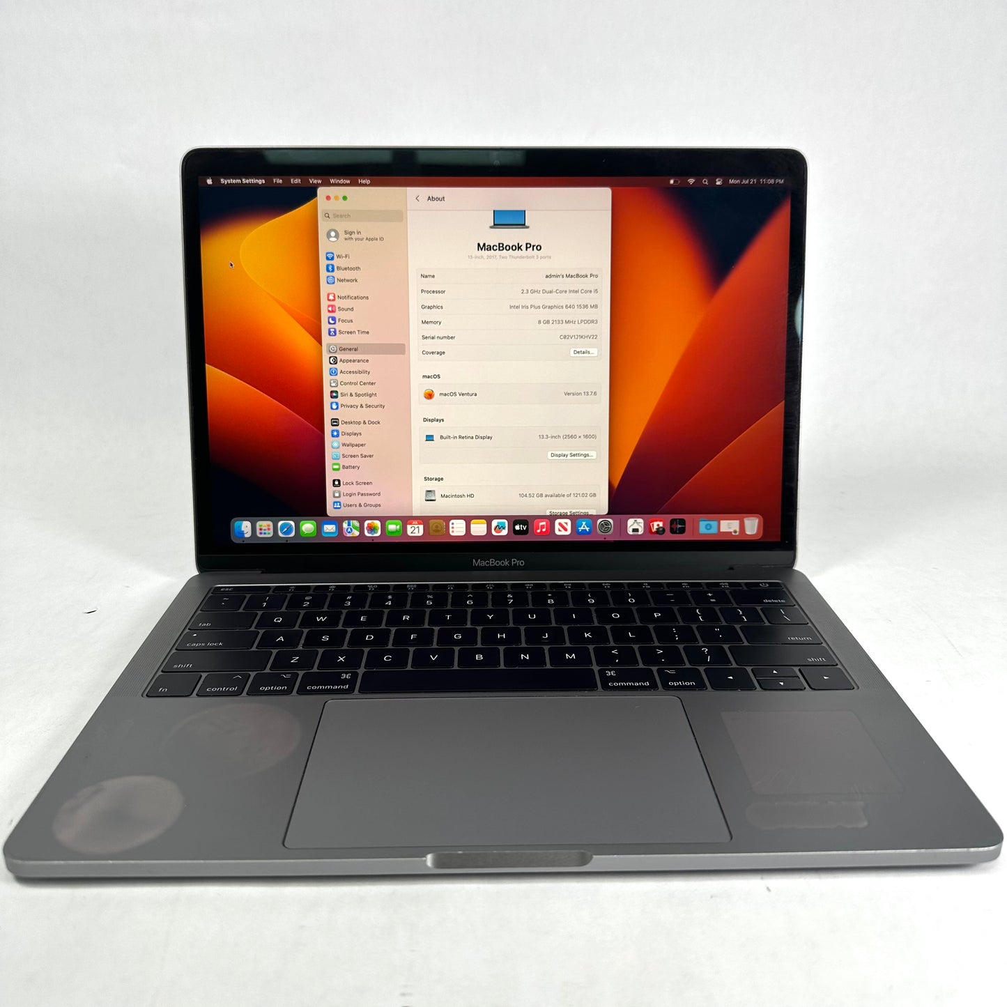 2017 Apple MacBook Pro 13.3" i5 2.3GHz 8GB RAM 128GB SSD Space Gray A1708