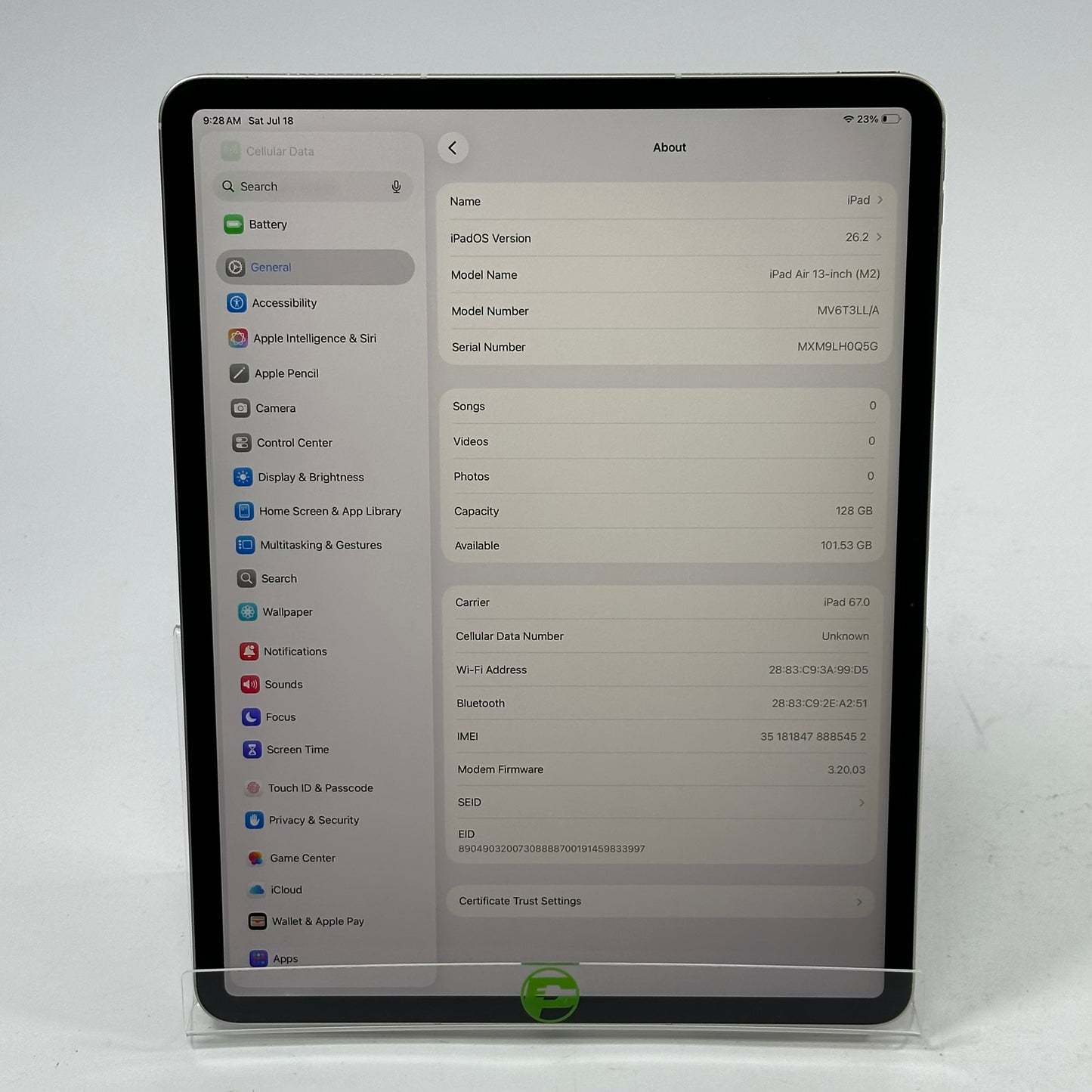 Factory Unlocked Apple iPad Air 13" M2 128GB Starlight MV6T3LL/A