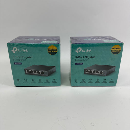 New TP-Link 5-Port Gigabit Desktop Switch TL-SG105 Lot of 2