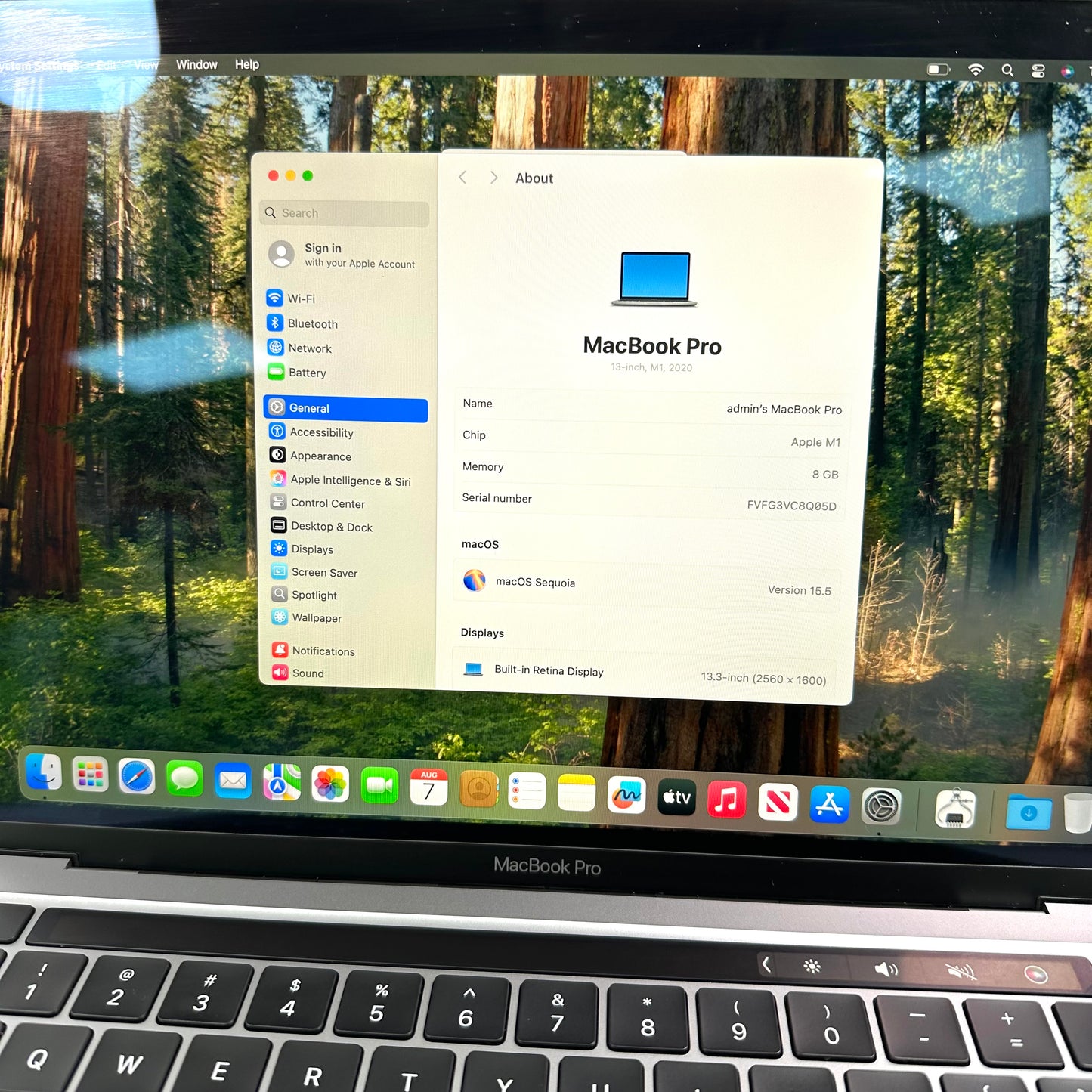 2020 Apple A2338 13.3" M1 256GB 
