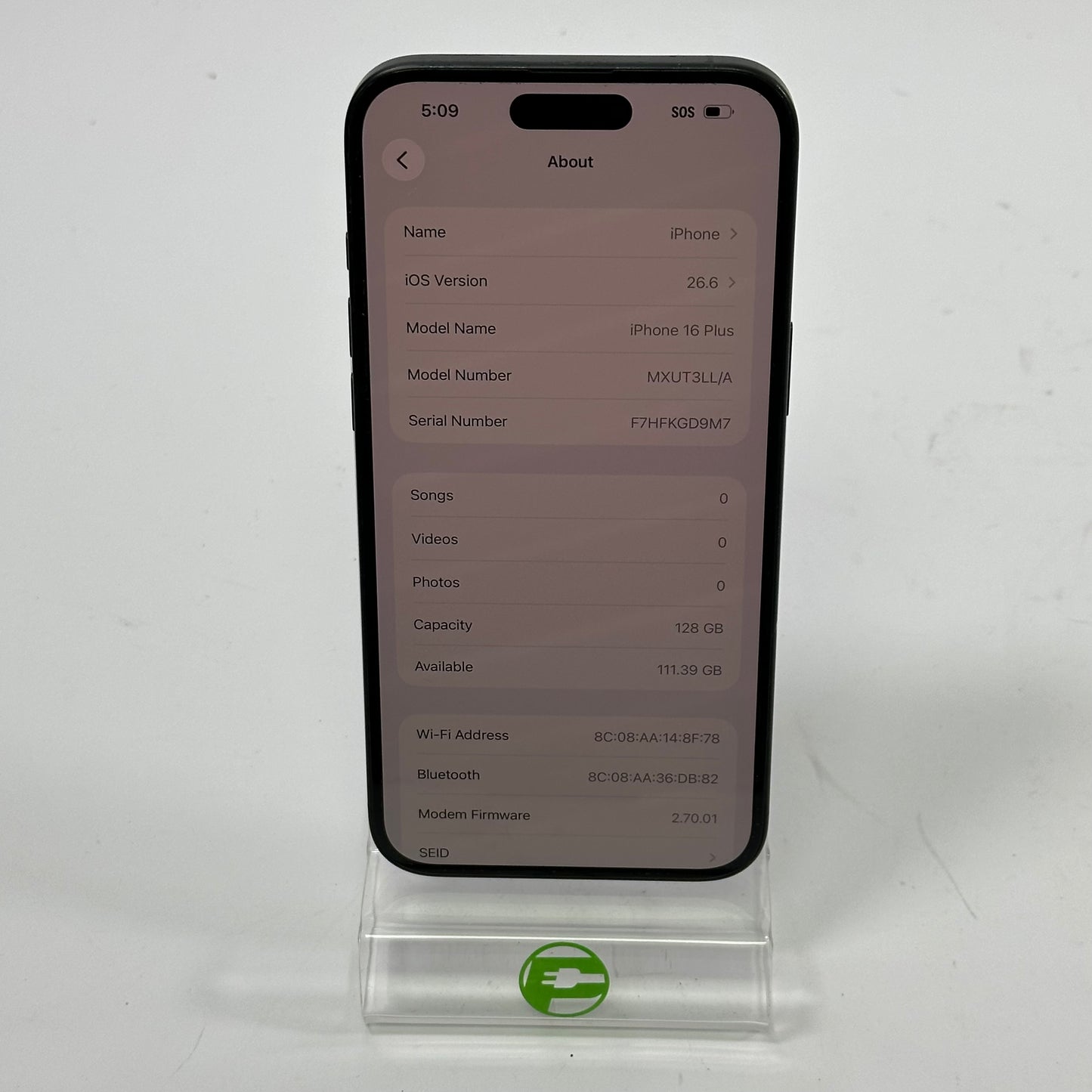 Factory Unlocked Apple iPhone 16 Plus 128GB Black MXUT3LL/A