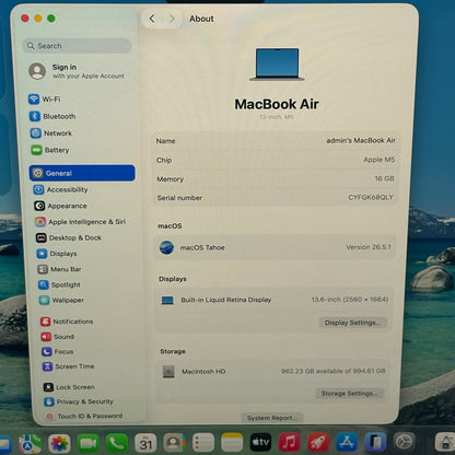 2025 Apple MacBook Pro 13.6" M5 10C GPU 4.6GHz 16GB RAM 1TB SSD A3449