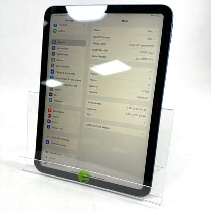 WiFi Only Apple iPad 10th Gen 64GB 