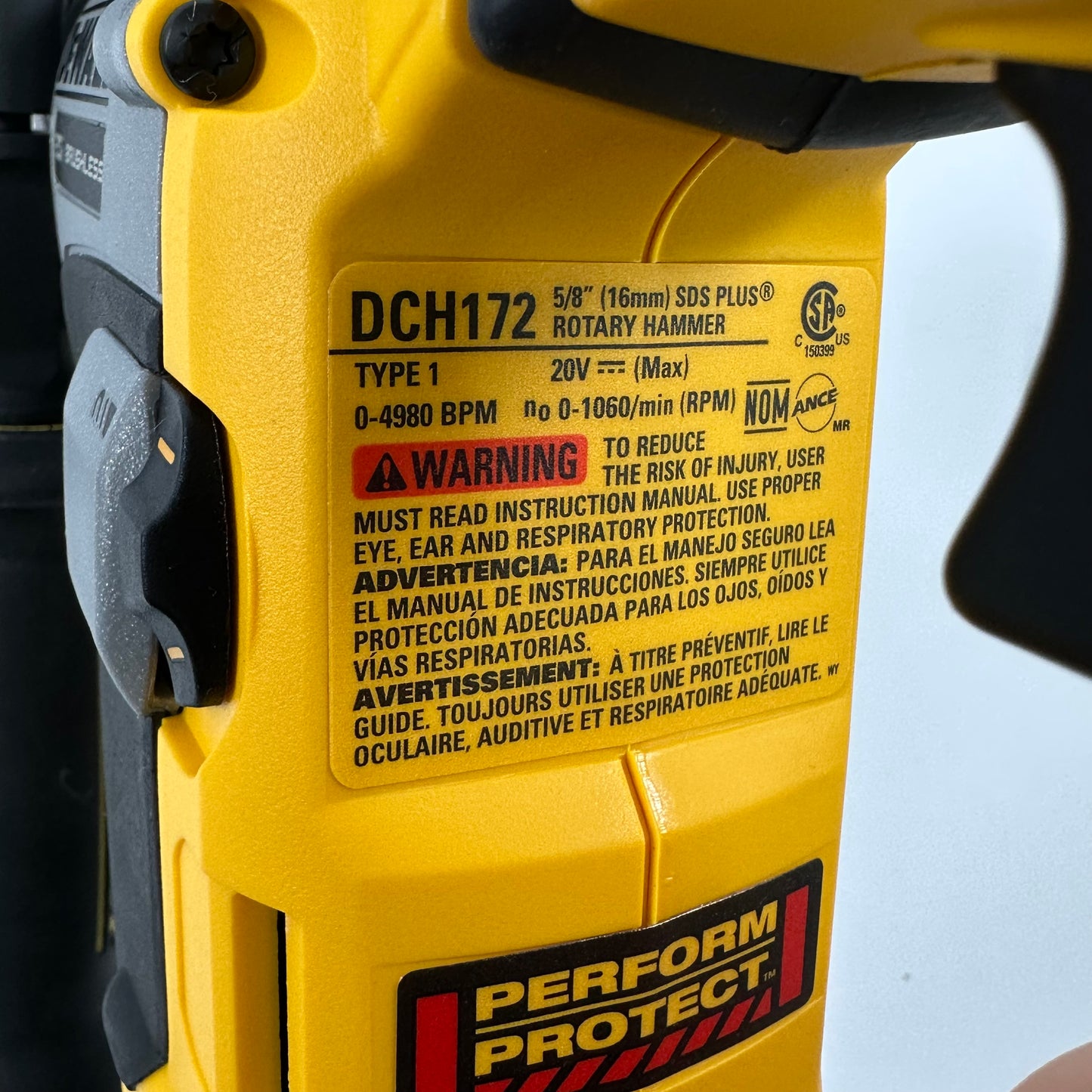 DeWalt DCH172 20V MAX 5/8" SDS PLUS Rotary Hammer
