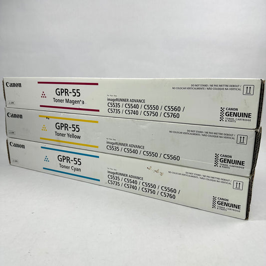 New Canon GPR-55 Yellow, Cyan, Magenta Toner Cartridge Bundle