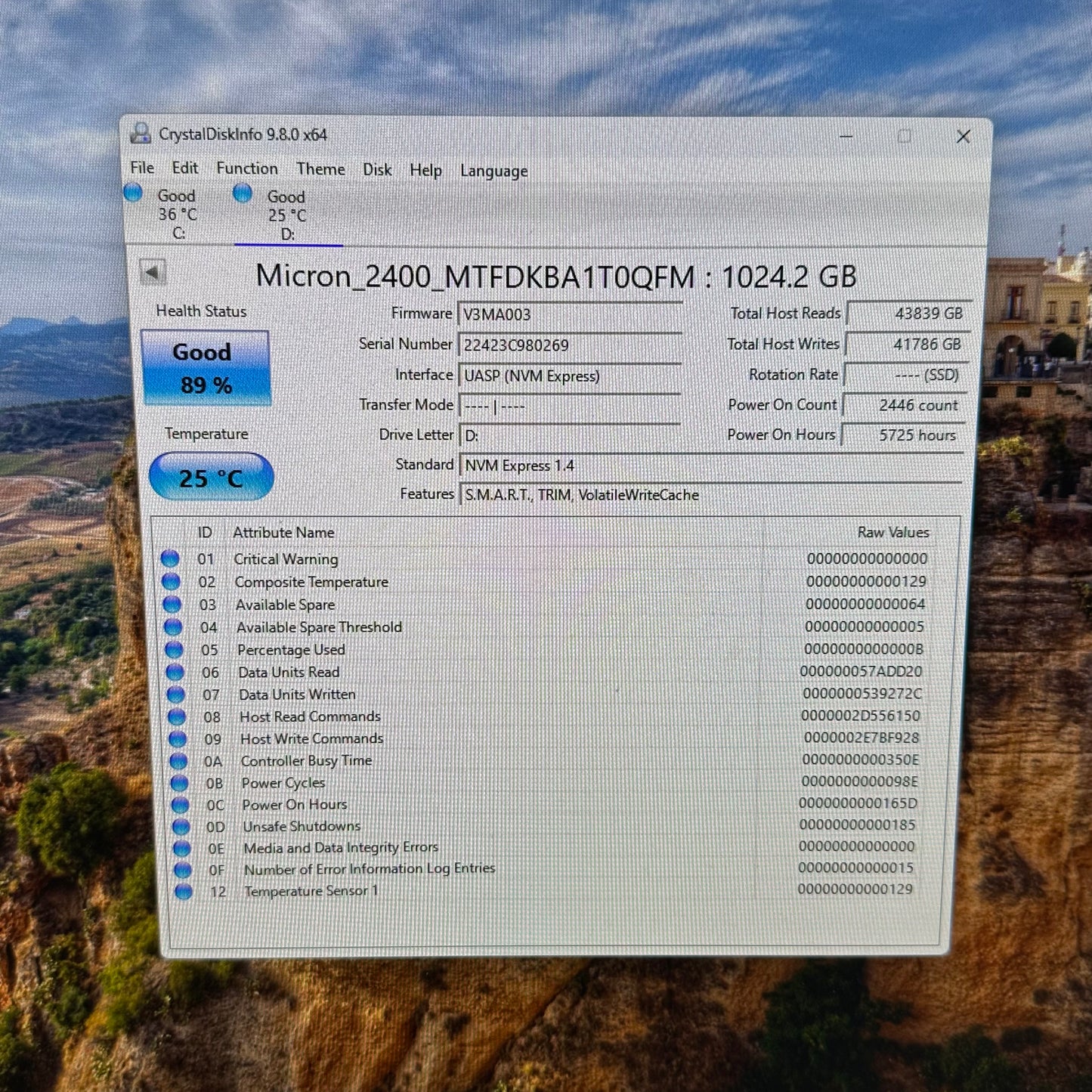 Micron  2280mm MTFDKBA1T0QFM 1TB M.2 NVMe Gen 4.0 x 4 SSD