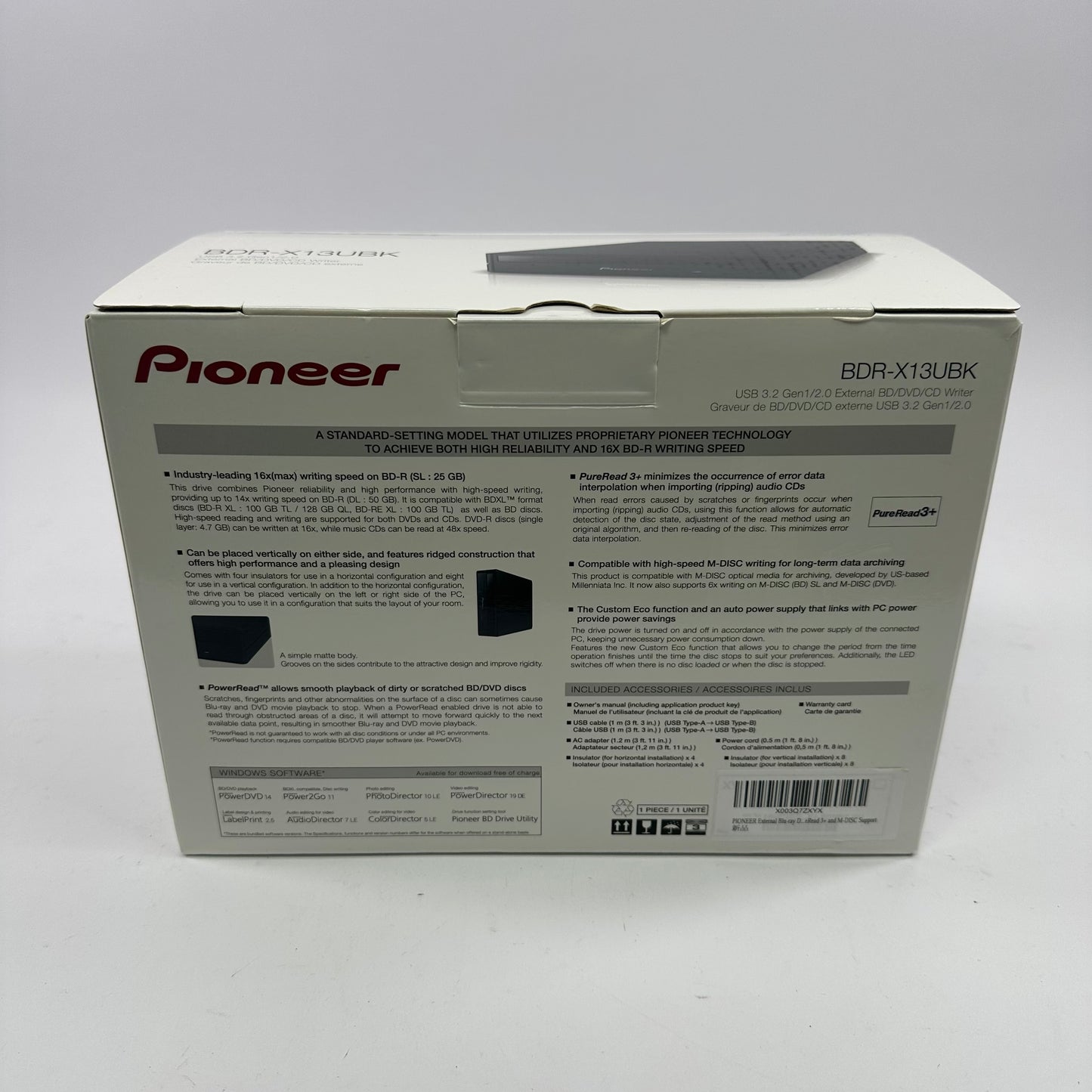 Pioneer BDR-X13UBK External Blu-Ray DVD CD Writer