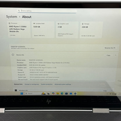 HP Envy x360 15M-DS0011DX 15.6" Ryzen 5 3500U 2.1GHz 8GB RAM 256GB SSD