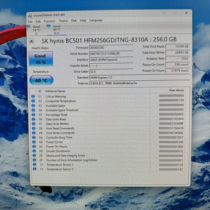 SK Hynix 2280mm HFM256GDJTNG-8310A 256GB M.2 NVMe Gen 3.0 x 4 SSD