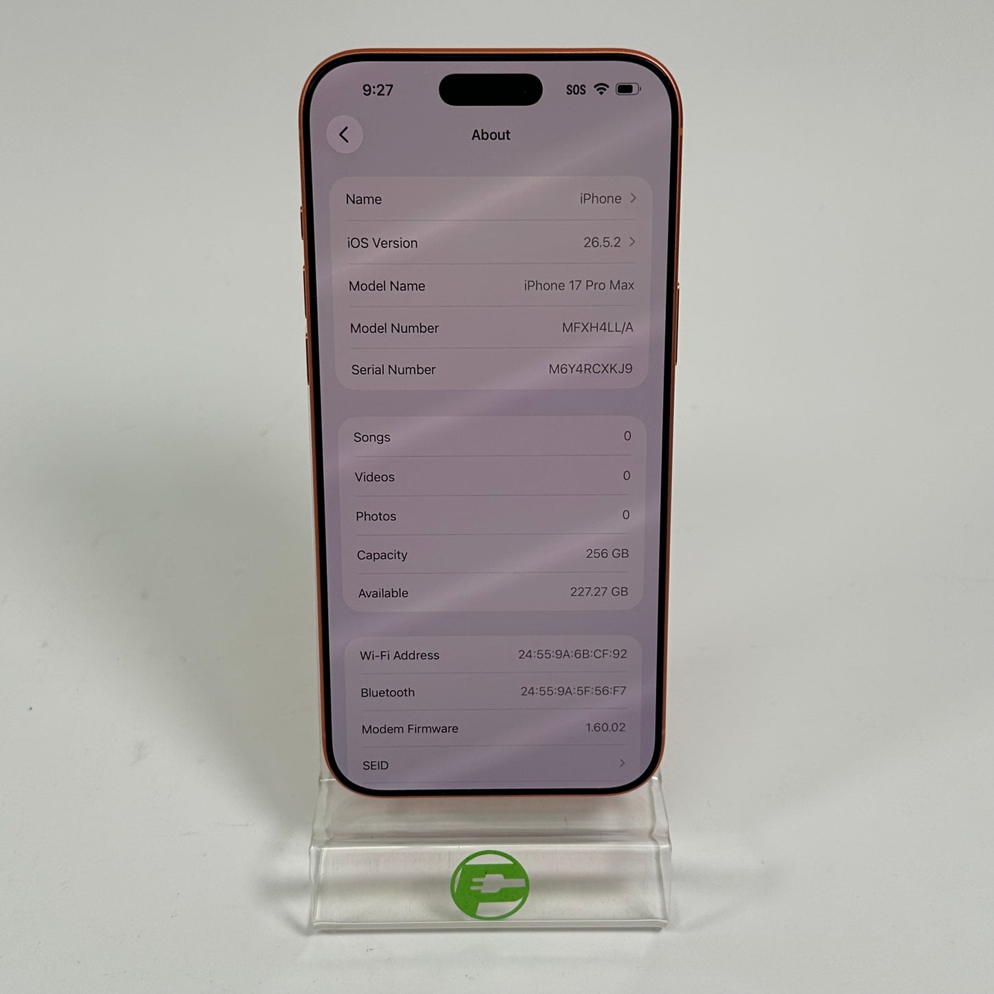 Factory Unlocked Apple iPhone 17 Pro Max 256GB Cosmic Orange MFXH4LL/A