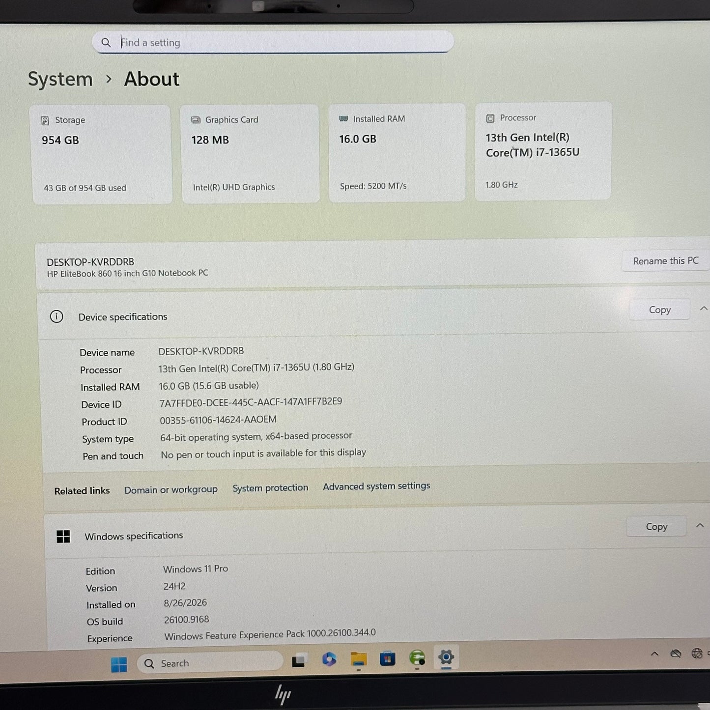 HP EliteBook 860 G10 16" i7-1365U 1.8GHz 16GB RAM 1TB SSD