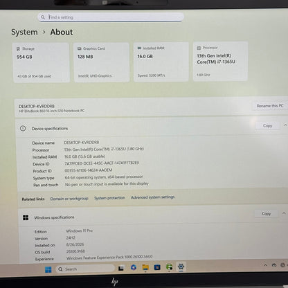 HP EliteBook 860 G10 16" i7-1365U 1.8GHz 16GB RAM 1TB SSD