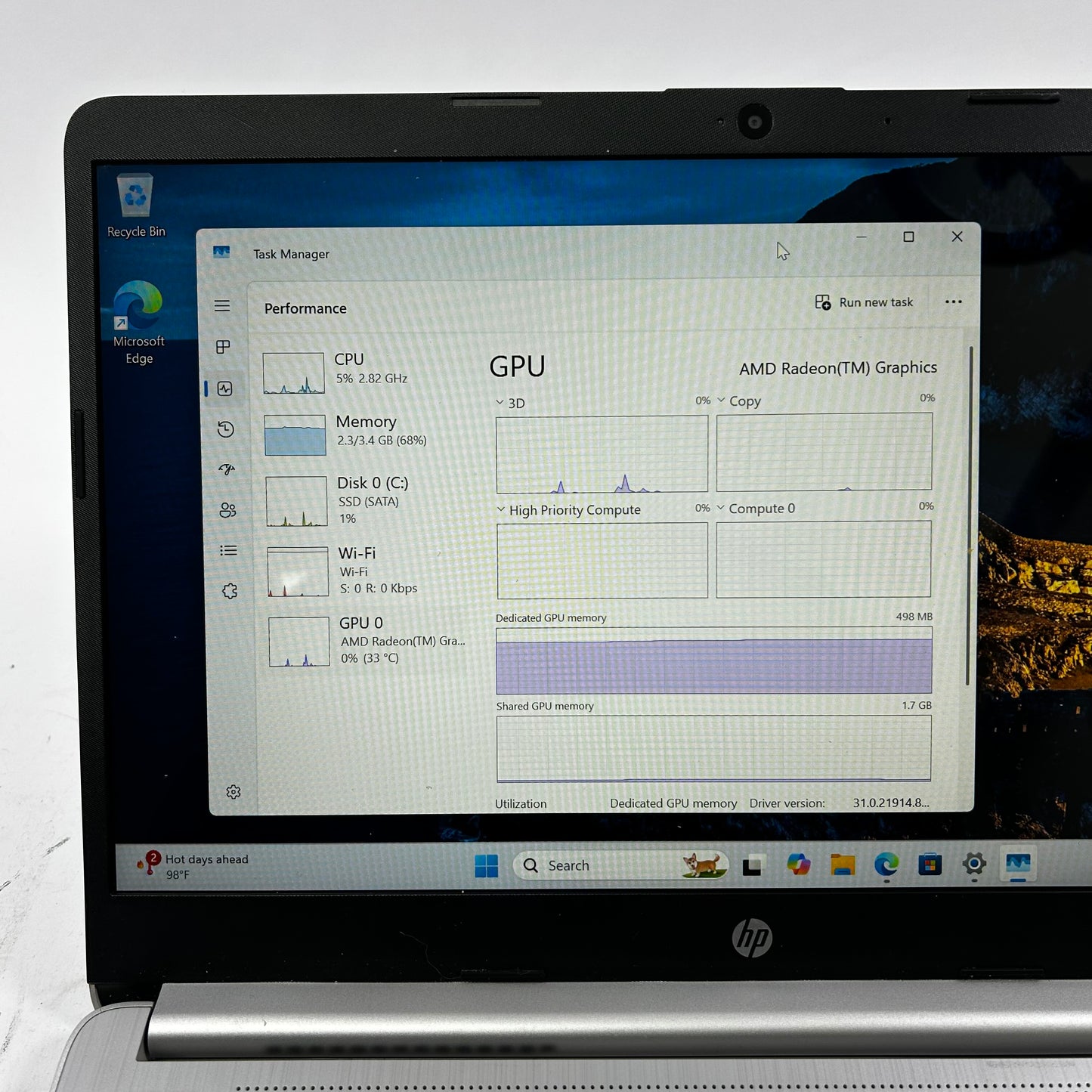HP Laptop 14-DK1032WM 14" Ryzen 3 3250U 2.6GHz 4GB RAM 128GB SSD